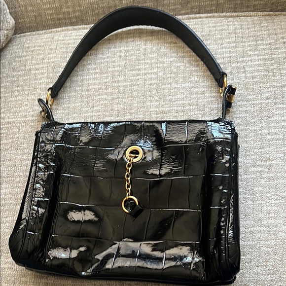 Yves Saint Laurent, Rive Gauche, Black Patent Leather Catlwalk Flap Bag - Picture 1 of 12